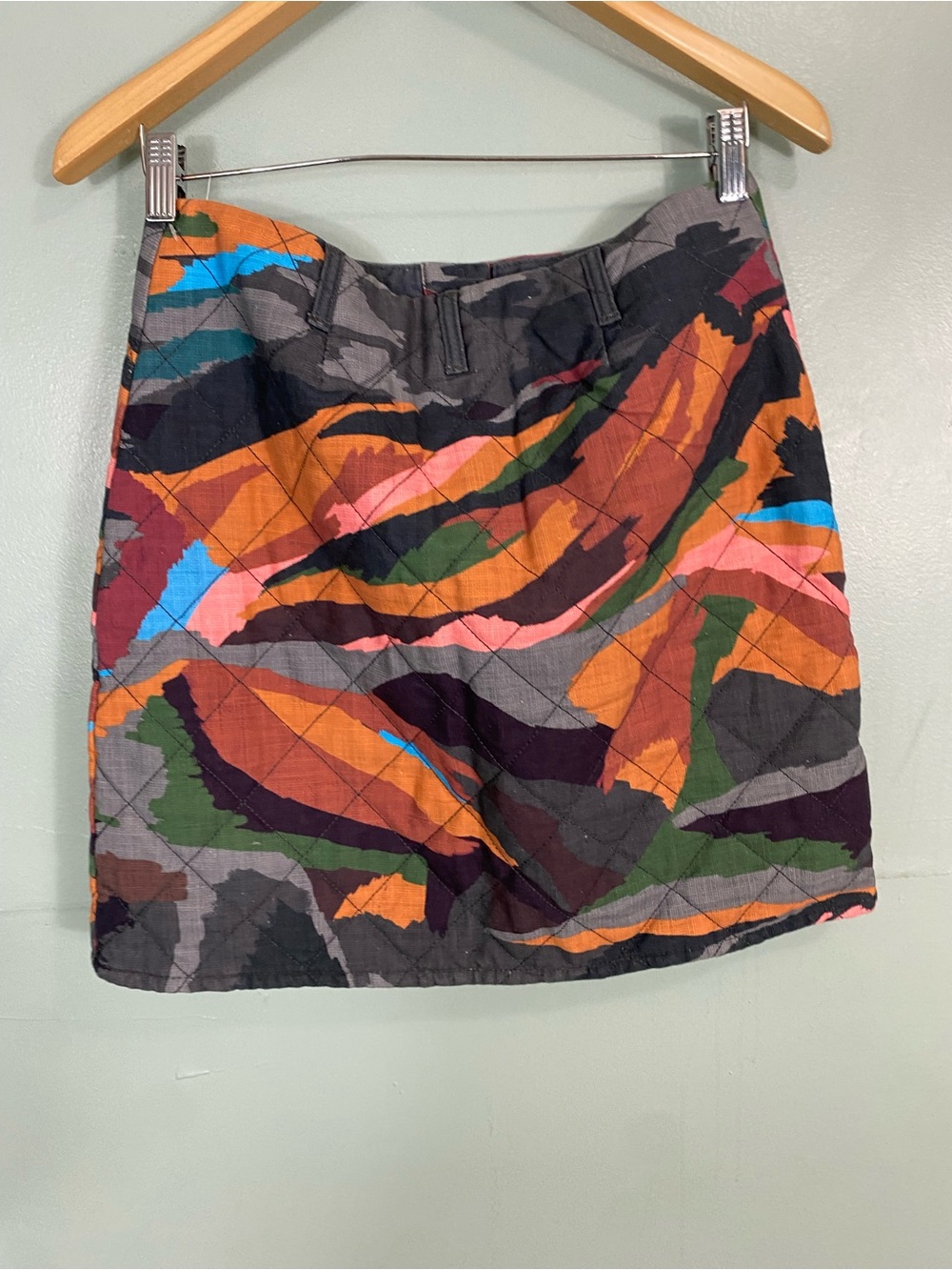 Farm Rio Anthropologie Quilted Mini Skirt Multicolor Small Button Front - Picture 3 of 3